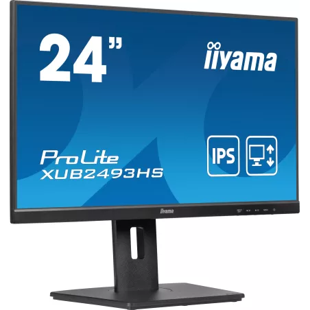 Ecran IIYAMA 23,8'' Noir dalle IPS Ultra mince 16:9 1920x1080 0.5ms 100Hz 250 cd/m² HDMI DP HPs 15cm pied réglable en hauteur…