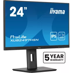 Ecran IIYAMA 24'' Ultra mince Noir IPS 1920x1080 100Hz 1ms 300cd/m² HDMI DP USB-C dock USB-C 3xUSB (3.2) Haut-parleurs 15cm…
