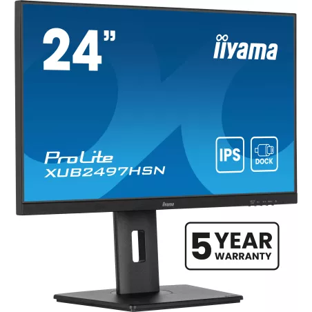 Ecran IIYAMA 24'' Ultra mince Noir IPS 1920x1080 100Hz 1ms 300cd/m² HDMI DP USB-C dock USB-C 3xUSB (3.2) Haut-parleurs 15cm…