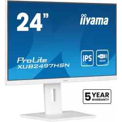 Ecran IIYAMA 24'' Ultra mince Blanc IPS 1920x1080 100Hz 1ms 300cd/m² HDMI DP USB-C dock USB-C 3xUSB (3.2) Haut-parleurs 15cm…