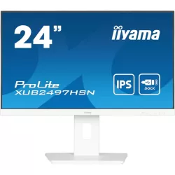 Ecran IIYAMA 24'' Ultra mince Blanc IPS 1920x1080 100Hz 1ms 300cd/m² HDMI DP USB-C dock USB-C 3xUSB (3.2) Haut-parleurs 15cm…