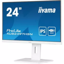 Ecran IIYAMA 24'' Ultra mince Blanc IPS 1920x1080 100Hz 1ms 300cd/m² HDMI DP USB-C dock USB-C 3xUSB (3.2) Haut-parleurs 15cm…