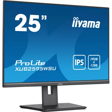 Ecran IIYAMA 25'' IPS 4ms 16:10 1920x1200 VGA HDMI DisplayPort HUB USB (2x2.0) 15cm pied réglable en hauteur Pivot /…