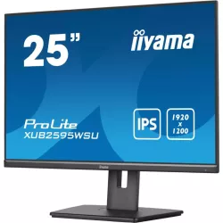 Ecran IIYAMA 25'' IPS 4ms 16:10 1920x1200 VGA HDMI DisplayPort HUB USB (2x2.0) 15cm pied réglable en hauteur Pivot /…