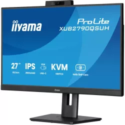Ecran IIYAMA 27 Noir Ultra mince avec Webcam IPS 16:9 2560x1440 100Hz 250 cd/m2 0.4ms DP HDMI HPs USB C/ USB-HUB (3x3.2) 15cm…