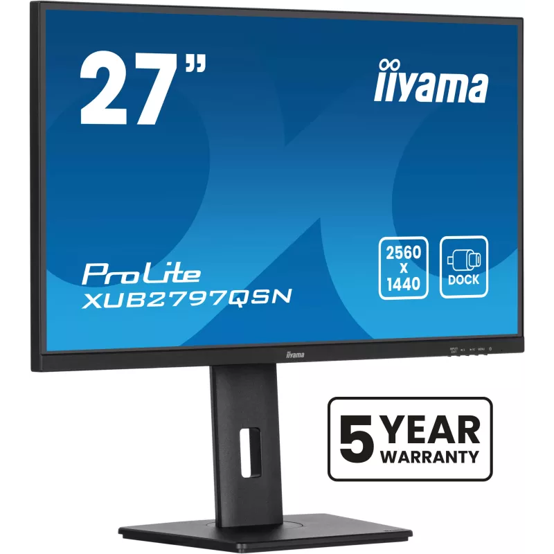 Ecran IIYAMA 27 Noir dalle IPS 16:9 1ms Ultra mince 2560x1440 100Hz 300cd/m² 1xHDMI 1xDP 1xUSB-C 1xUSB-C dock 3xUSB HUB 3.2…