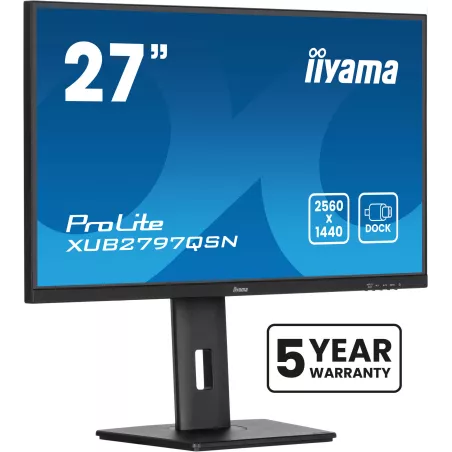 Ecran IIYAMA 27 Noir dalle IPS 16:9 1ms Ultra mince 2560x1440 100Hz 300cd/m² 1xHDMI 1xDP 1xUSB-C 1xUSB-C dock 3xUSB HUB 3.2…