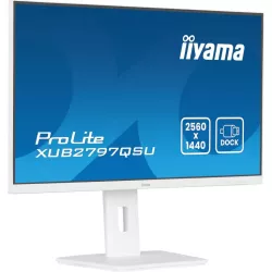 Ecran IIYAMA 27" Blanc Ultra mince dalle IPS 16:9 2560x1440 100Hz 300 cd/m² 1ms haut parleur DP HDMI 2xHPs 2xUSB 15cm pied…