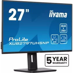 Ecran IIYAMA 27 Noir Ultra mince dalle IPS 16:9 3840x2160 350 cd/m2 4ms HDMI DisplayPort USB-C 4xUSB commutateur KVM USB-C…