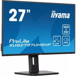 Ecran IIYAMA 27 Noir Ultra mince dalle IPS 16:9 3840x2160 350 cd/m2 4ms HDMI DisplayPort USB-C 4xUSB commutateur KVM USB-C…