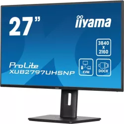 Ecran IIYAMA 27 Noir Ultra mince dalle IPS 16:9 3840x2160 350 cd/m2 4ms HDMI DisplayPort USB-C 4xUSB commutateur KVM USB-C…