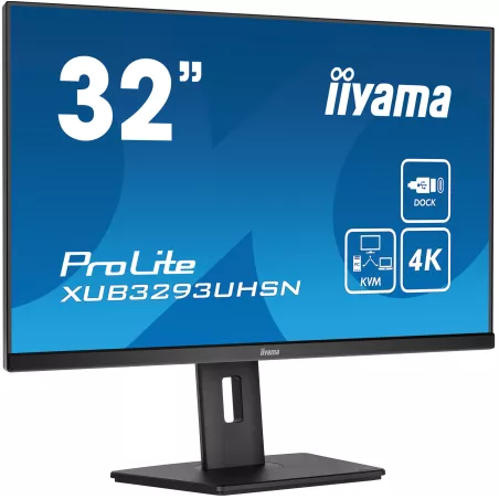 Ecran IIYAMA 31,5 Noir IPS 3840 x 2160 4ms 350 cd/m² 16:9 60Hz 1xHDMI 1xDP 1xUSB-C 2xUSB-HUB 2xHP et écouteurs commutateur KVM…