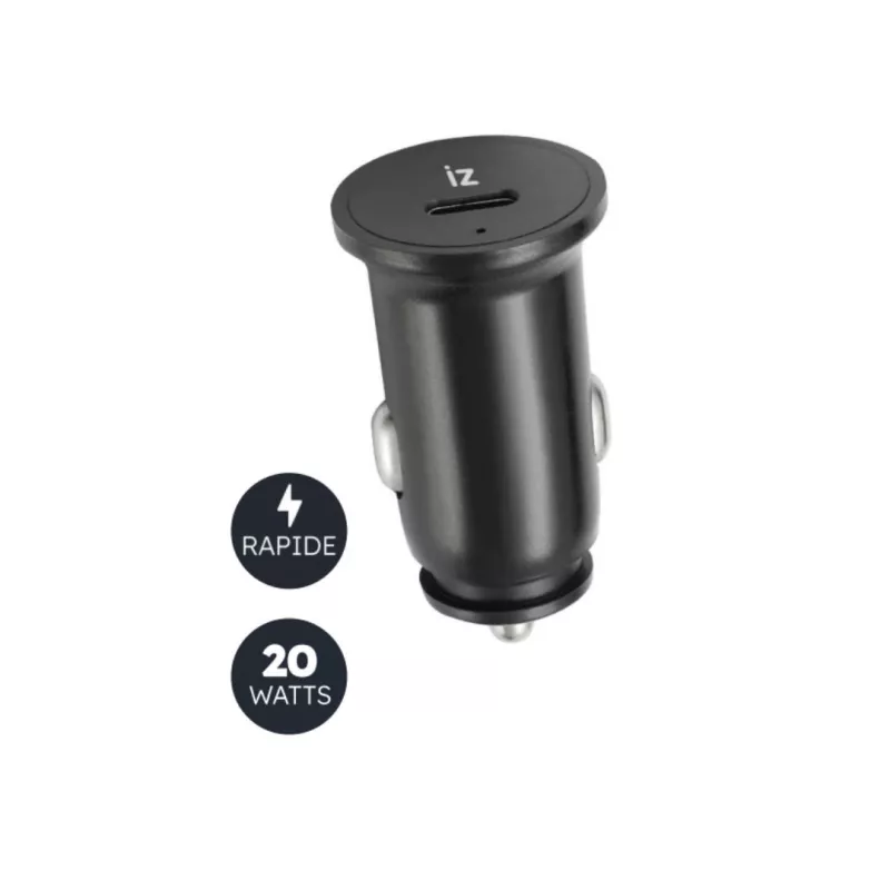 Chargeur allume cigare IZZY 1 port USB-C - PD 20W - noir