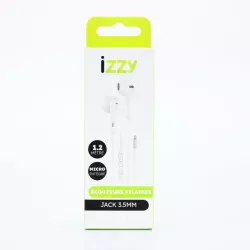 Ecouteurs filaire semi-intra avec boitier de contrôle, jack 3,5mm, 1,2m, blanc