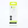 Ecouteurs filaire semi-intra avec boitier de contrôle, jack 3,5mm, 1,2m, blanc