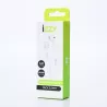 Ecouteurs filaire semi-intra avec boitier de contrôle, jack 3,5mm, 1,2m, blanc