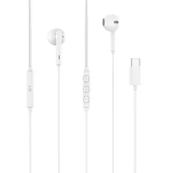 Ecouteurs filaire semi-intra avec boitier de contrôle, USB-C, 1,2m, blanc