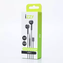 Ecouteurs filaire semi-intra avec boitier de contrôle, USB-C, 1,2m, noir