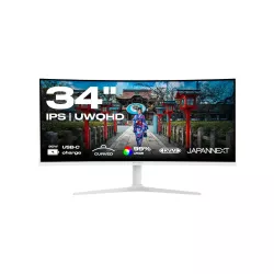 JAPANNEXT JNI340UWQHD60CC65WHSW Ecran LED 34 UWQHD(3440x1440)60Hz IPS 300 cd/m² 1000:1 HDR10 Incurvée (3800R) 5ms HDMI DP USBC…
