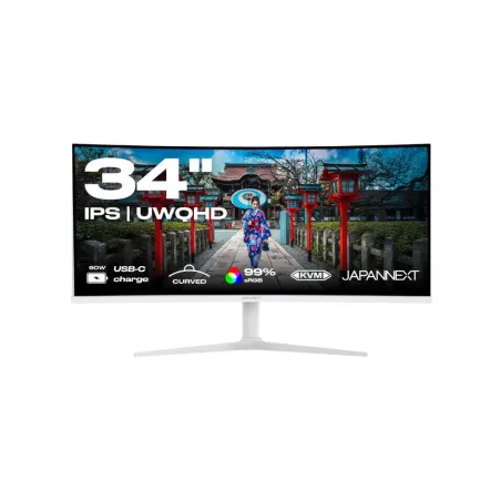 JAPANNEXT JNI340UWQHD60CC65WHSW Ecran LED 34 UWQHD(3440x1440)60Hz IPS 300 cd/m² 1000:1 HDR10 Incurvée (3800R) 5ms HDMI DP USBC…