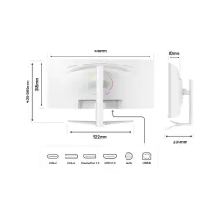 JAPANNEXT JNI340UWQHD60CC65WHSW Ecran LED 34 UWQHD(3440x1440)60Hz IPS 300 cd/m² 1000:1 HDR10 Incurvée (3800R) 5ms HDMI DP USBC…