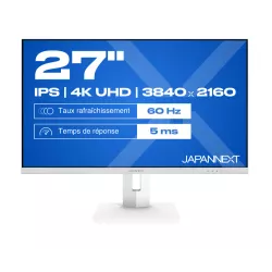 JAPANNEXT JNIPS270UHD60FC65WHSPW Ecran LED 27 4KUHD(3840x2160)60Hz IPS(HADS) 400 cd/m² 1200:1 HDR 3840x2160 HDMI DisplayPort…