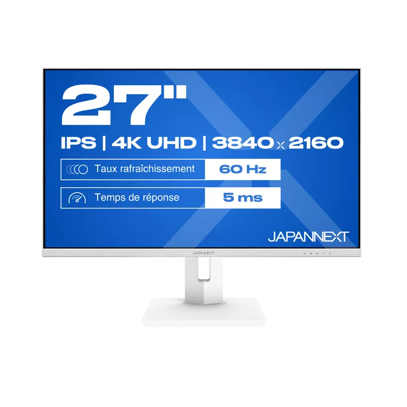 JAPANNEXT JNIPS270UHD60FC65WHSPW Ecran LED 27 4KUHD(3840x2160)60Hz IPS(HADS) 400 cd/m² 1200:1 HDR 3840x2160 HDMI DisplayPort…
