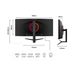 JAPANNEXT JNIPS340UWQHD60CC65WHS Ecran LED 34" UWQHD(3440x1440)60Hz IPS 300 cd/m² 1000:1 HDR10 Incurvée (3800R) 5ms HDMI…