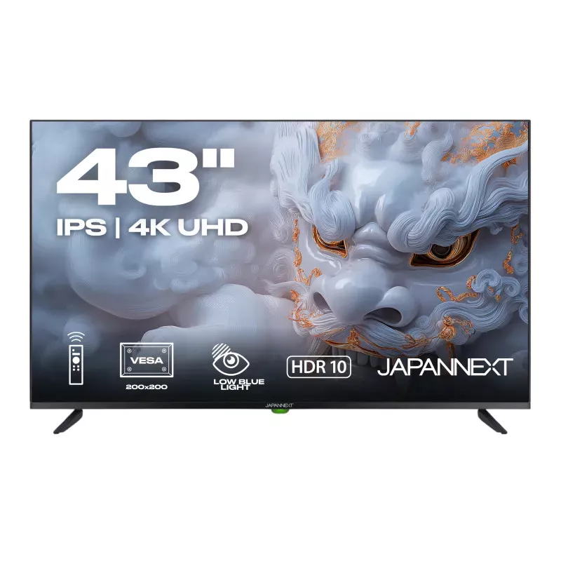 JAPANNEXT JNIPS430UHD60F Ecran LED 43" UHD (3840x2160) à 60Hz IPS 250 cd/m² 1200:1 HDR10 3840x2160 Typ:8ms(GtoG) HDMI Noir