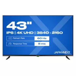 JAPANNEXT JNIPS430UHD60F Ecran LED 43" UHD (3840x2160) à 60Hz IPS 250 cd/m² 1200:1 HDR10 3840x2160 Typ:8ms(GtoG) HDMI Noir