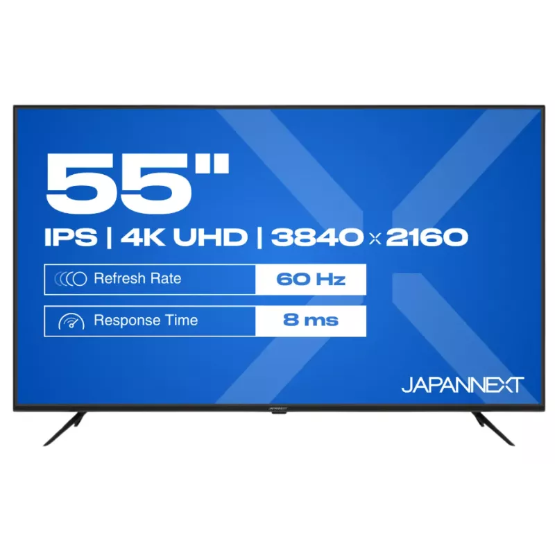 JAPANNEXT JNIPS550UHD60F Ecran LED 55" 4K UHD (3840x2160) à 60Hz IPS 320 cd/m² 1200:1 HDR10 3840x2160 8 HDMI Noir