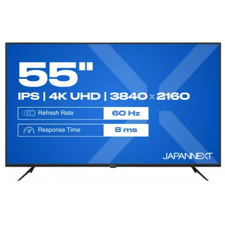 JAPANNEXT JNIPS550UHD60F Ecran LED 55" 4K UHD (3840x2160) à 60Hz IPS 320 cd/m² 1200:1 HDR10 3840x2160 8 HDMI Noir