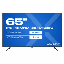 JAPANNEXT JNIPS650UHD60F Ecran LED 65 4K UHD (3840x2160) à 60Hz IPS 300 cd/m² 1000:1 HDR10 3840x2160 8 HDMI Noir"