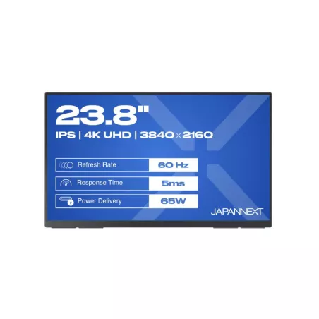 JAPANNEXT JNMDIPS238UC6 Ecran LED 23,8" UHD (3840x2160) à 60Hz IPS 250 cd/m² 1000:1 HDR10 3840x2160 5ms(GtoG) HDMI USBC Noir