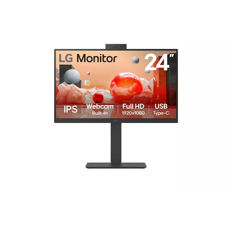 ECRAN LG 24 Noir 24BA850-B 16:9 IPS FHD 4K 5ms 1920x1080 250cd/m2 HDMI DisplayPort USB-C LAN Webcam Microphone Réglab haut…