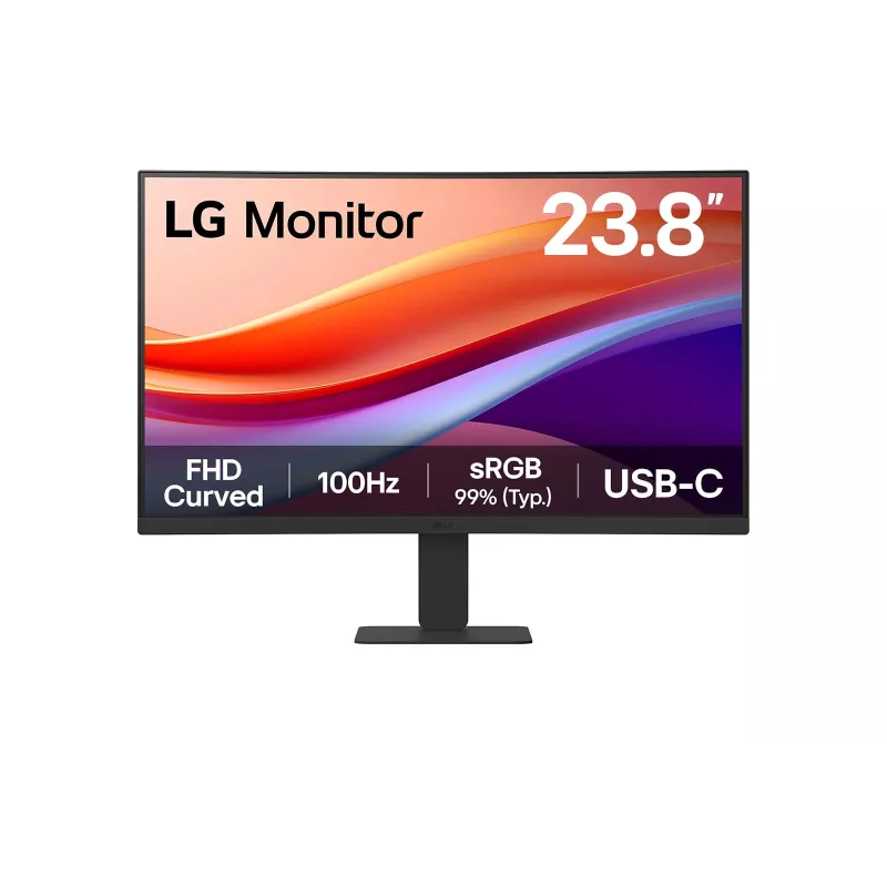 ECRAN LG 24 Noir VA 16:9 5ms 1920x1080 100Hz 250cd/m2 Incurvé 1500R HDR 10 HDMI USB Type-C Sortie Casque Black Stabilizer Mode…