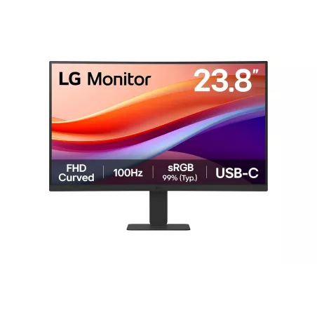 ECRAN LG 24 Noir VA 16:9 5ms 1920x1080 100Hz 250cd/m2 Incurvé 1500R HDR 10 HDMI USB Type-C Sortie Casque Black Stabilizer Mode…