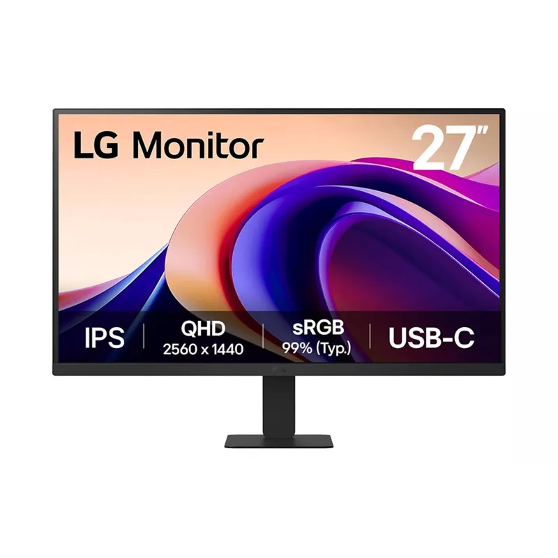ECRAN LG 27 Noir IPS 16:9 5ms 2560x1440 100Hz 250cd/m2 HDR 10 HDMI USB Type-C Sortie Casque Black Stabilizer Mode Lecture Pied…