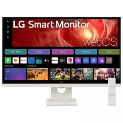 SMART Monitor LG 27 IPS Blanc 3840x2160 16:9 IPS 5ms 350cd/m² 60Hz HDMI USB-C Sortie Casque Webcam HPs Télécommande WebOs Pied…
