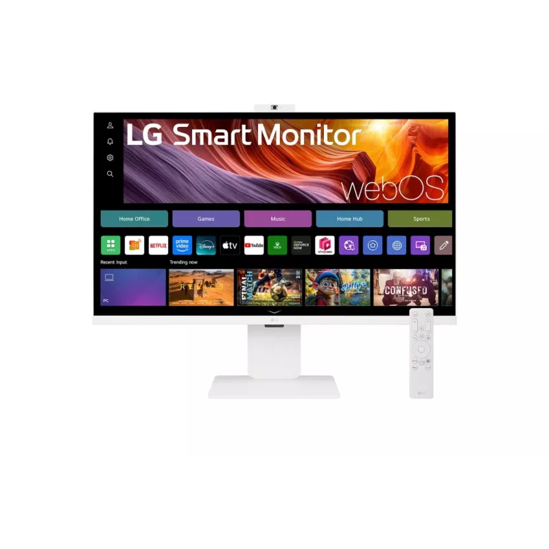 ECRAN LG SMART Monitor 32 Blanc IPS 16:9 5ms 3840x2160 60Hz 400cd/m2 HDR 10 HPs HDMI USB-C Télécommande et caméra POGO Pied…