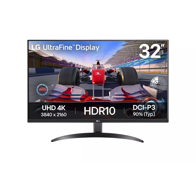 ECRAN LG 32 Noir 16:9 VA 3840x2160 4ms 250cd/m² HDR 10 HDMI DisplayPort Sortie Casque HPs Black Stabilizer VESA 100x100 Pied…