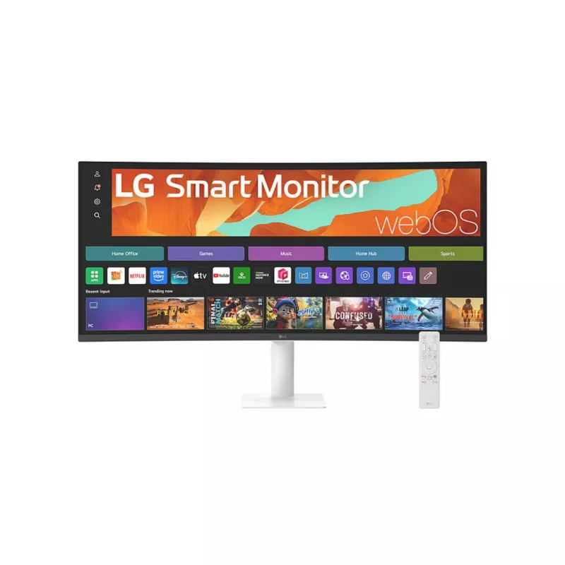 ECRAN LG Smart Monitor 34" VA Blanc 21:9 5ms 3440x1440 100Hz 300cd/m2 Incurvé 1800R HDMI USB LAN HPs Ecran réglab inclinaison