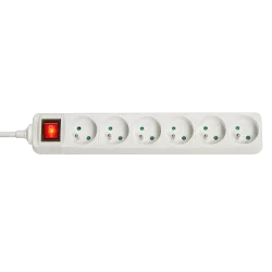 Multiprise 6 prises FR avec interrupteur, blanc