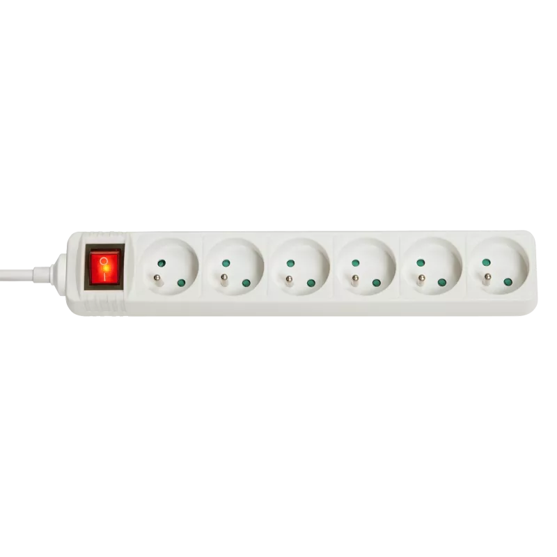Multiprise 6 prises FR avec interrupteur, blanc