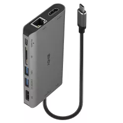 Mini Dock USB 3.2 Type C - 4K HDMI & DP, PD 3.0 100W, USB 3.2, Ethernet Gigabit , SD, Audio