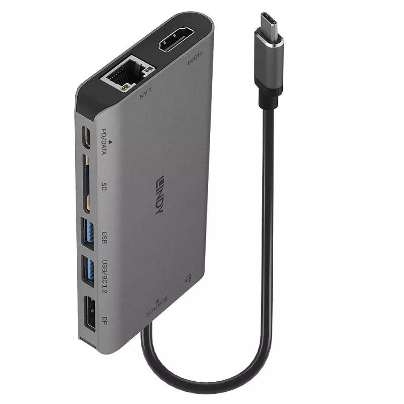 Mini Dock USB 3.2 Type C - 4K HDMI & DP, PD 3.0 100W, USB 3.2, Ethernet Gigabit , SD, Audio