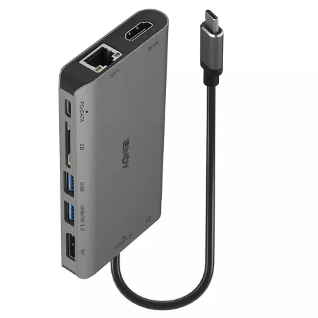 Mini Dock USB 3.2 Type C - 4K HDMI & DP, PD 3.0 100W, USB 3.2, Ethernet Gigabit , SD, Audio