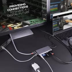 Mini Dock USB 3.2 Type C - 4K HDMI & DP, PD 3.0 100W, USB 3.2, Ethernet Gigabit , SD, Audio