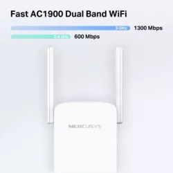 Dual Band WiFi Range Extender AC1900 1900Mbps Vitesse 600Mbps (2.4 GHz) + 1300Mbps (5 GHz) 4 antennes externes fixes 1 port…