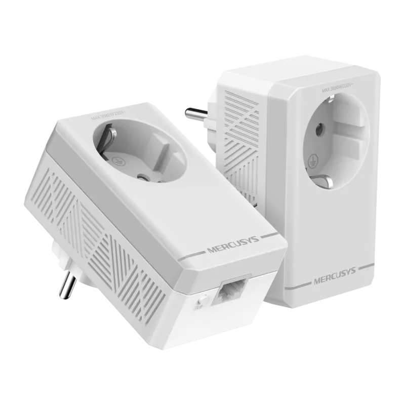 Kit CPL Gigabit AV600 avec prise intégrée type F (lot de 2) Vitesse 600Mbps |MSE1060 couleur Blanc
